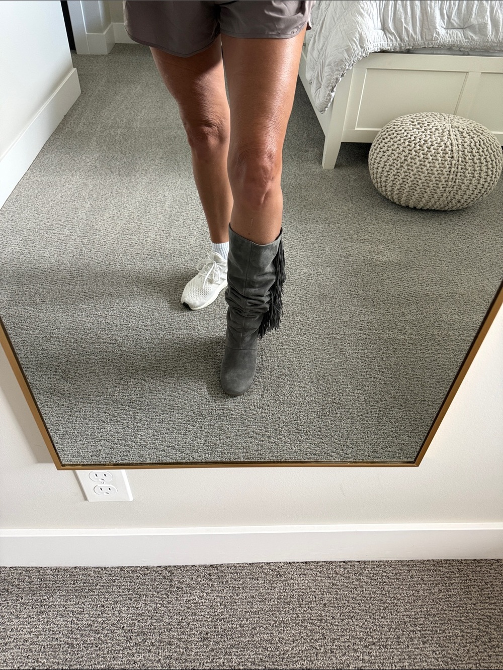 Sam Edelman Gray Suede Fringe Over-the-Knee Boots - Picture 6 of 7